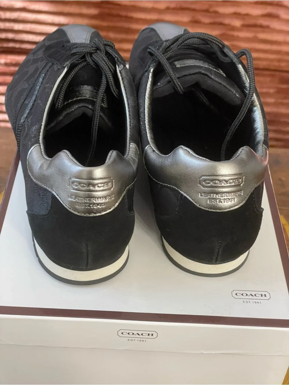 COACH Katelyn Y2K Black Signature Jacquard Sneakers Size 10